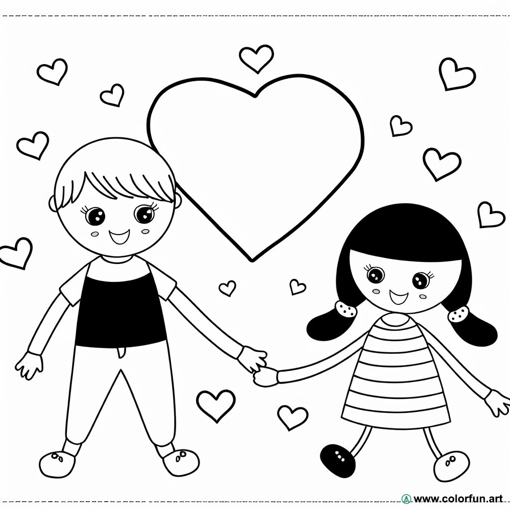 coloring page friendship heart