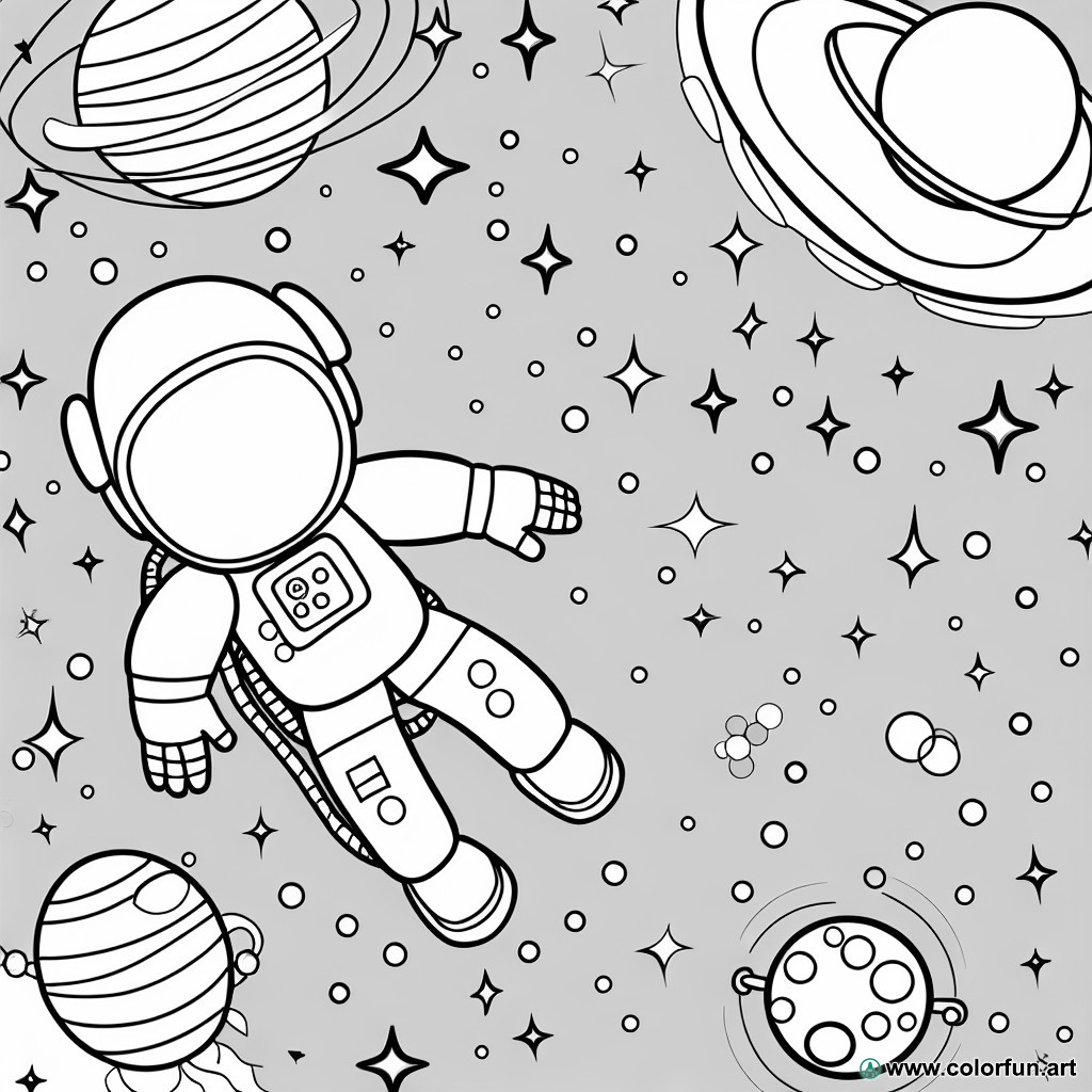 coloring page space astronauts