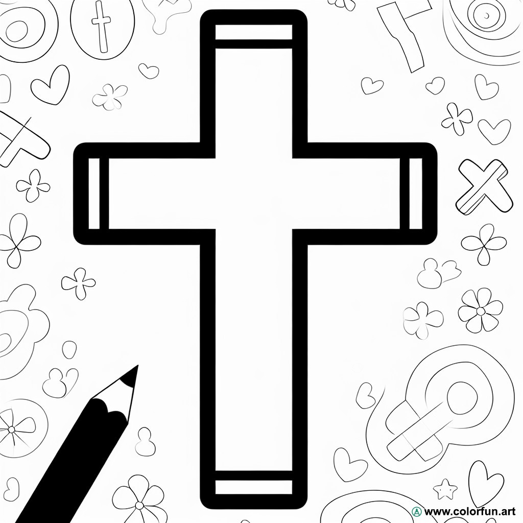 coloring page big cross
