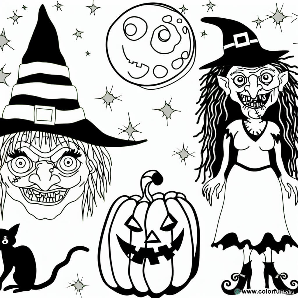 coloring page Halloween that is scary easy