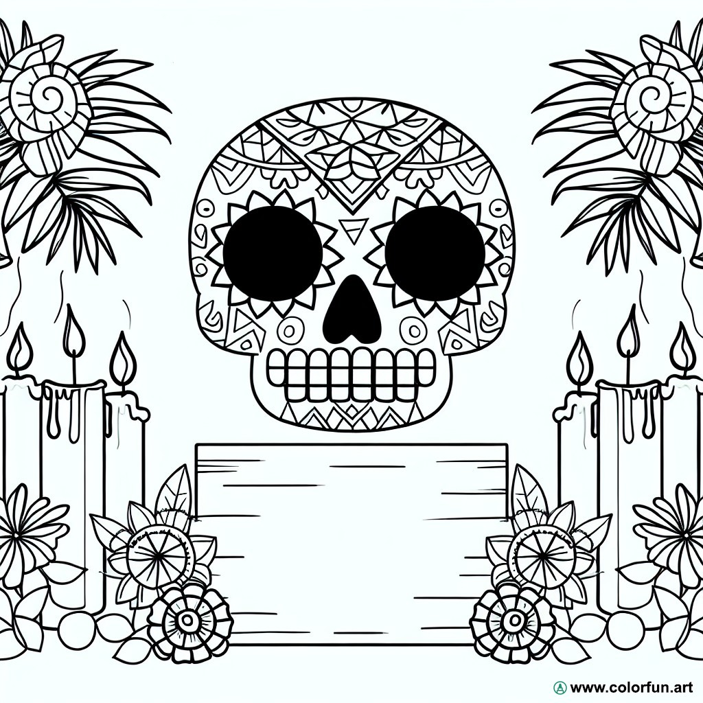 coloring page halloween mexican skull