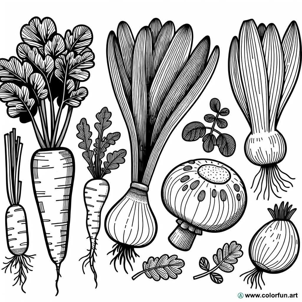 coloring page vegetables kindergarten