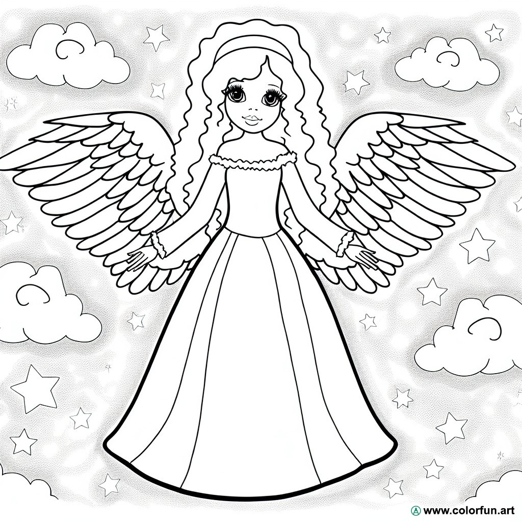 coloring page female angel