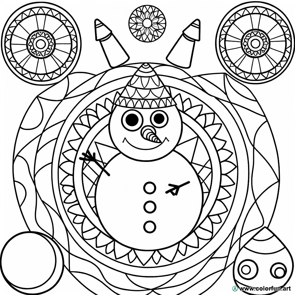 Snowman mandala coloring page