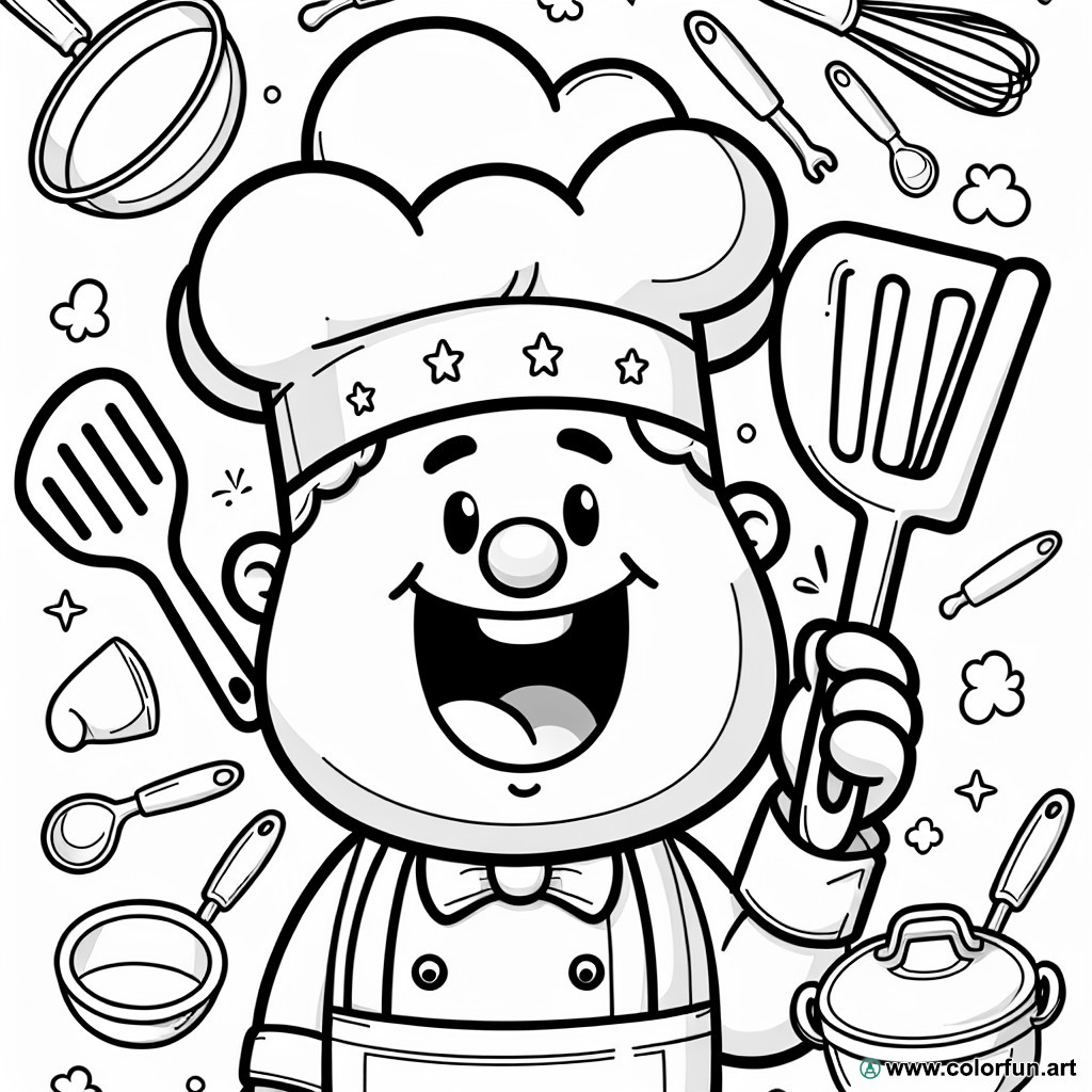 funny chef coloring page