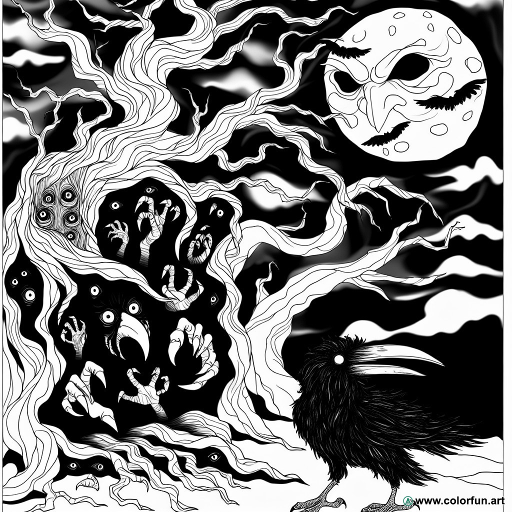 Scary adult coloring page