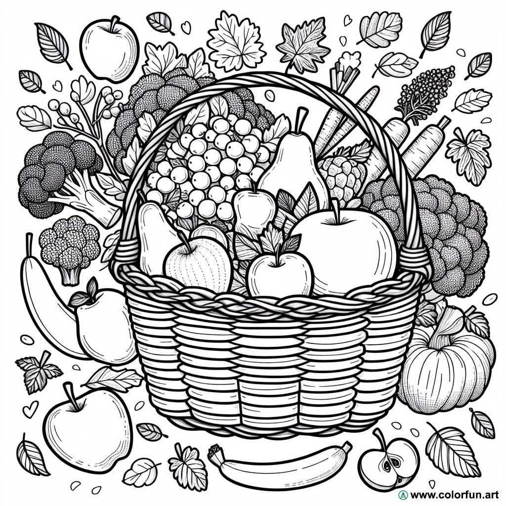 coloring page fruits and vegetables of autumn