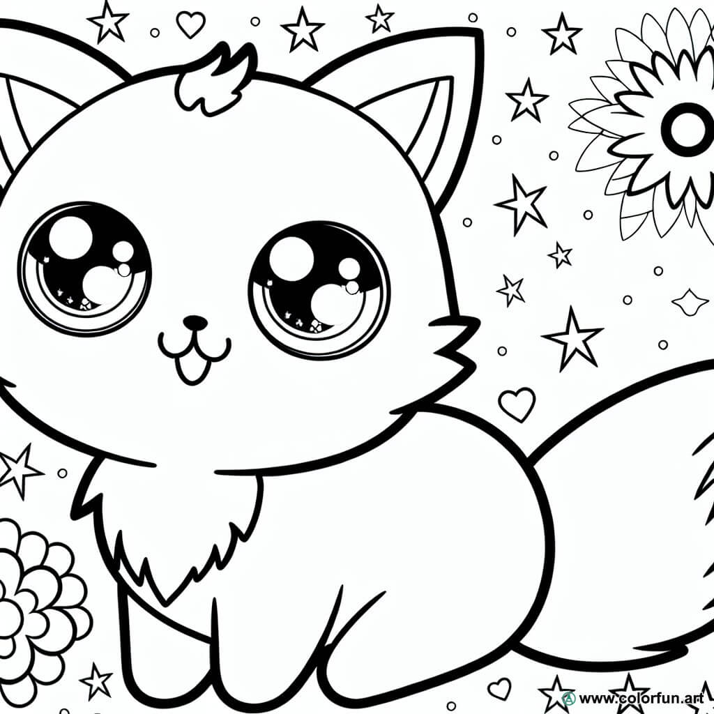 coloring page cute kawaii