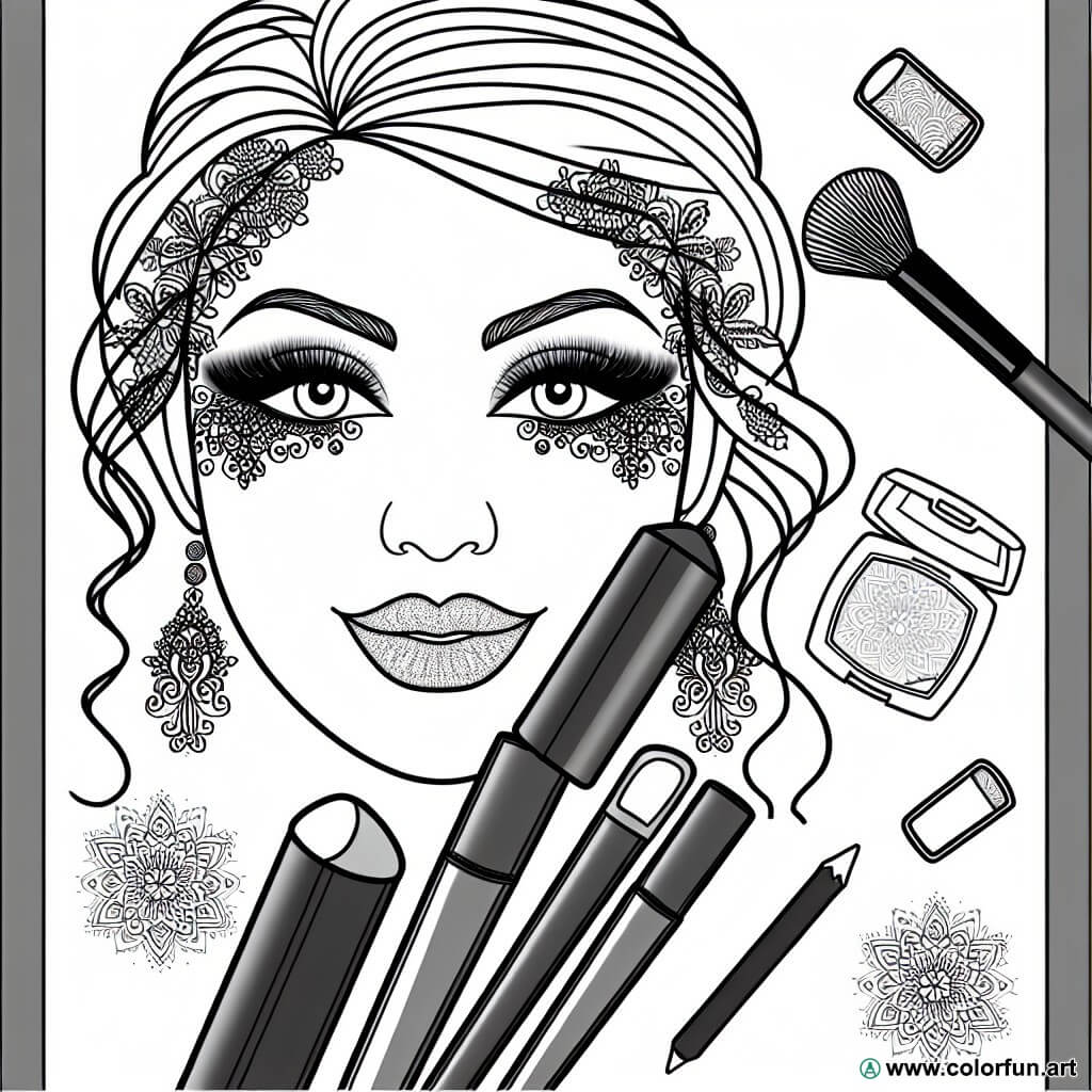 coloring page adult makeup