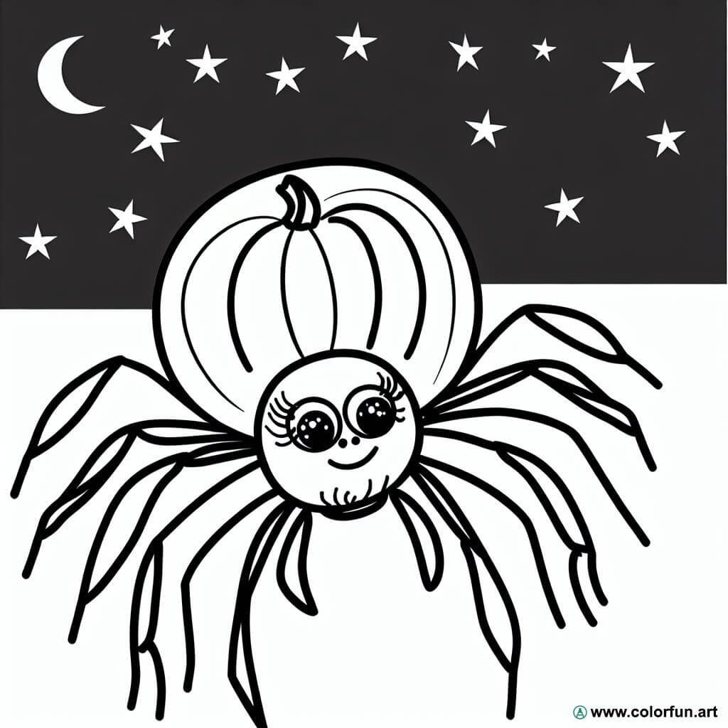 coloring page spider halloween black