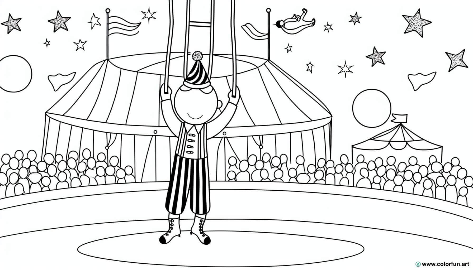 coloring page circus trapeze artist