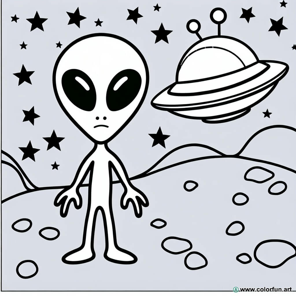 Science fiction alien coloring page Download or Print for free