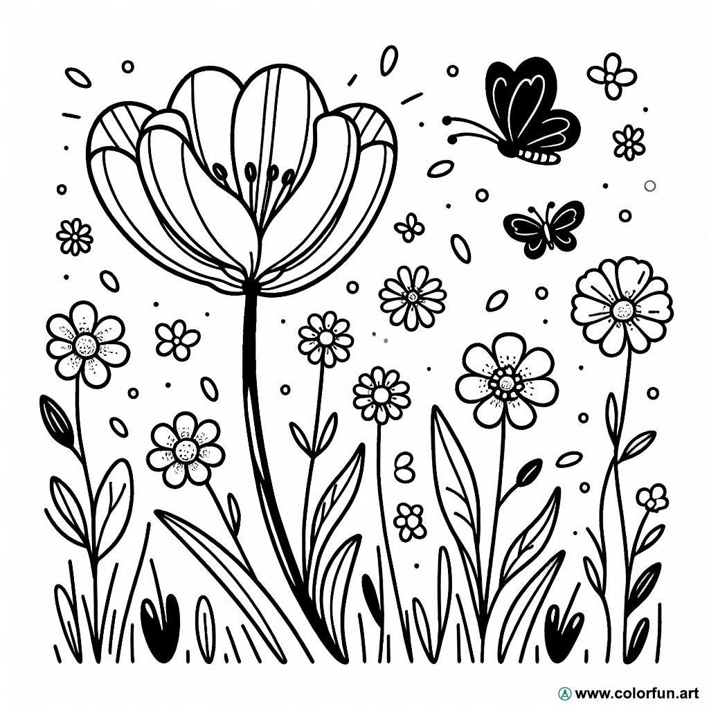 coloring page spring flowers artistic