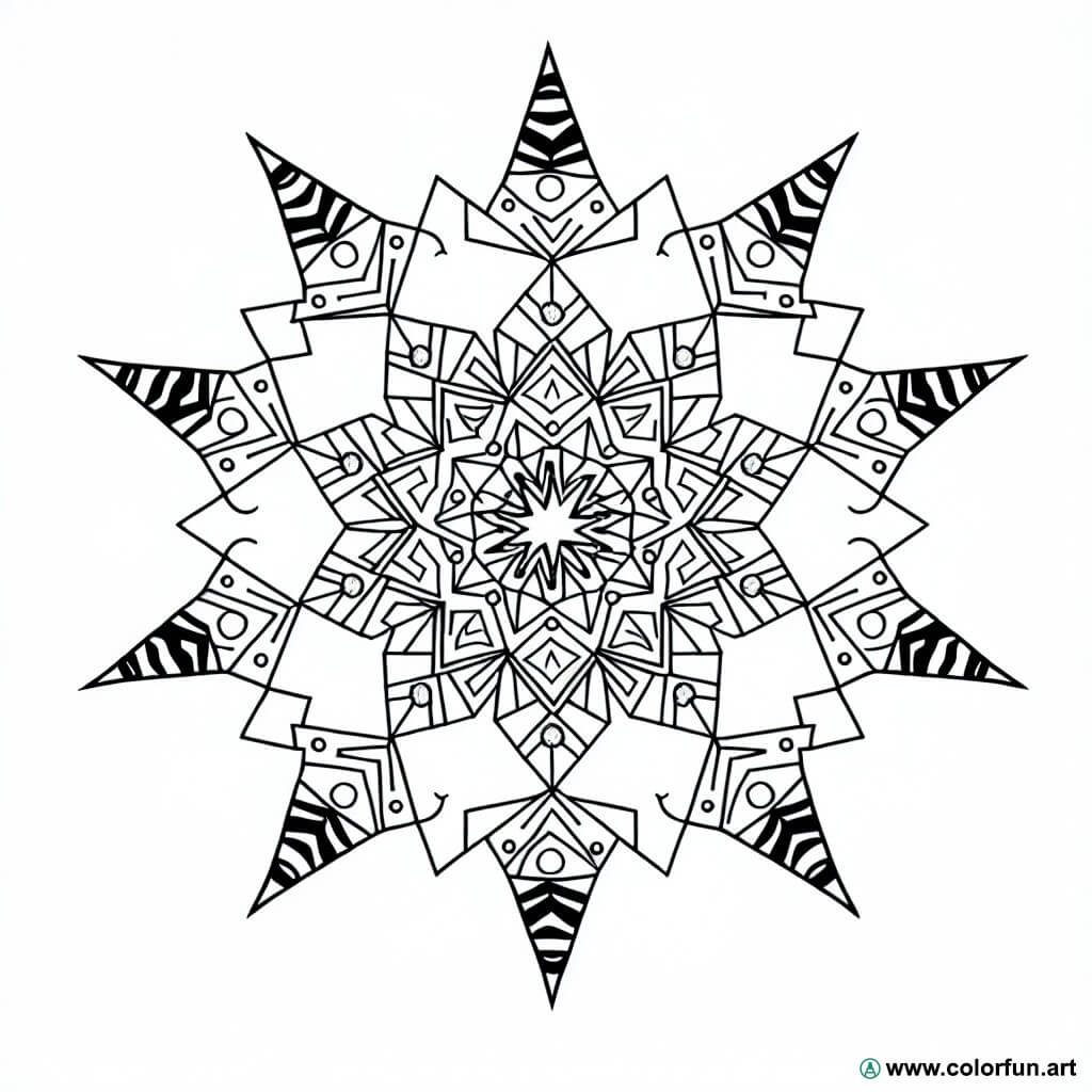 coloring page snowflake mandala