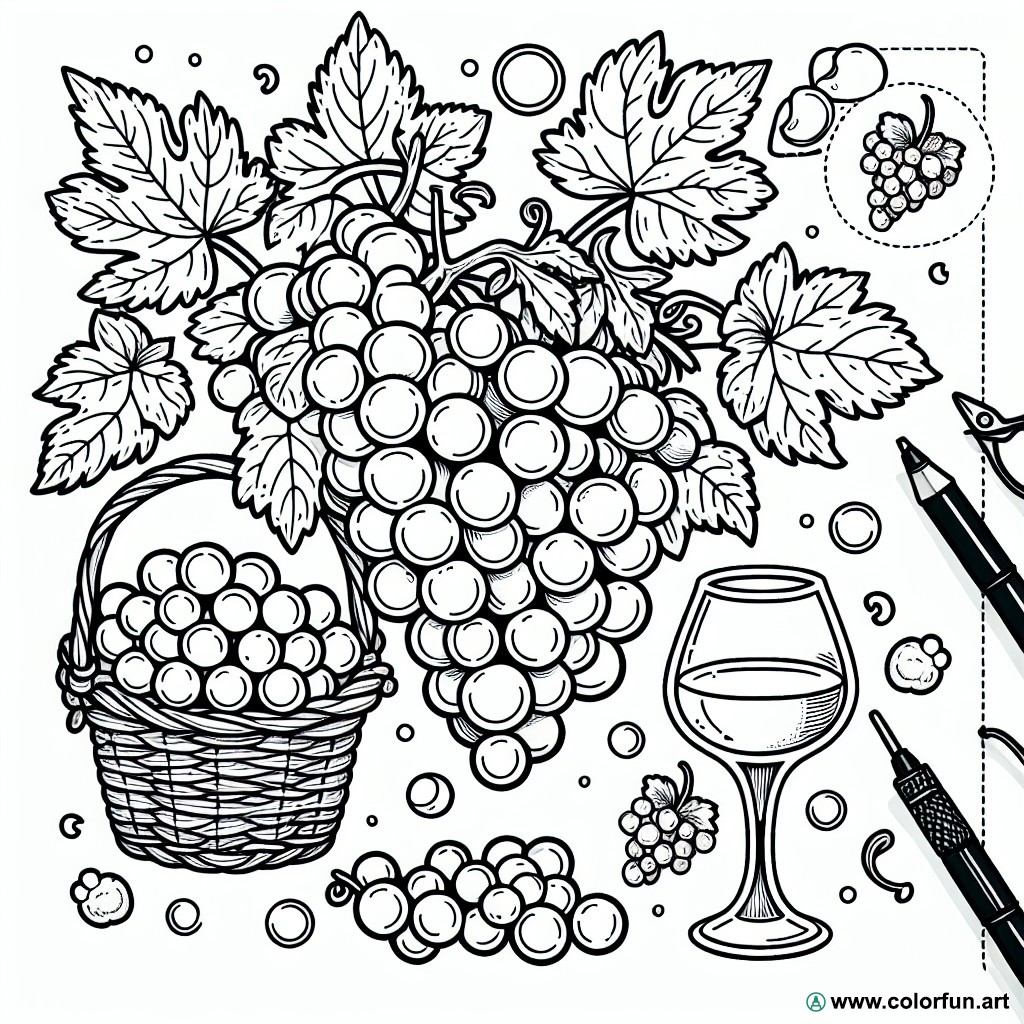 coloring page grape cluster