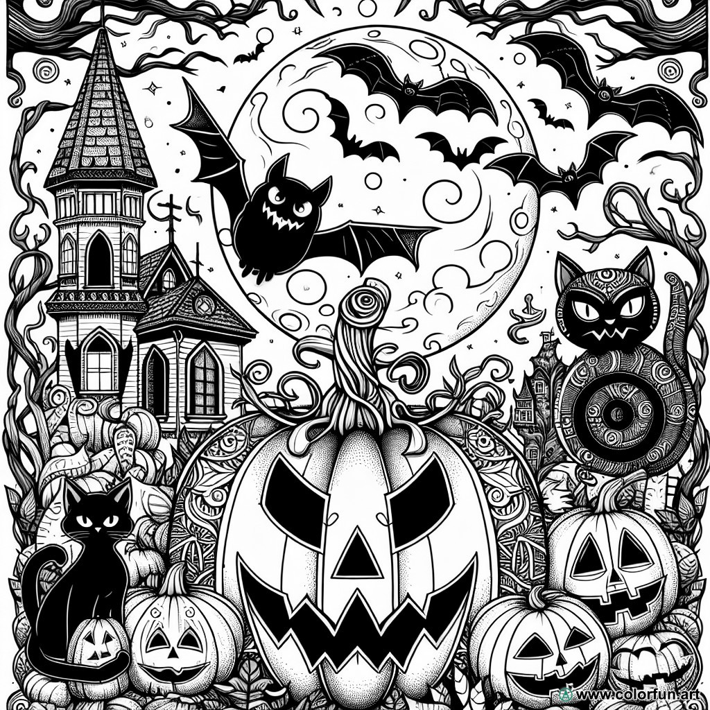 Gothic adult Halloween coloring page