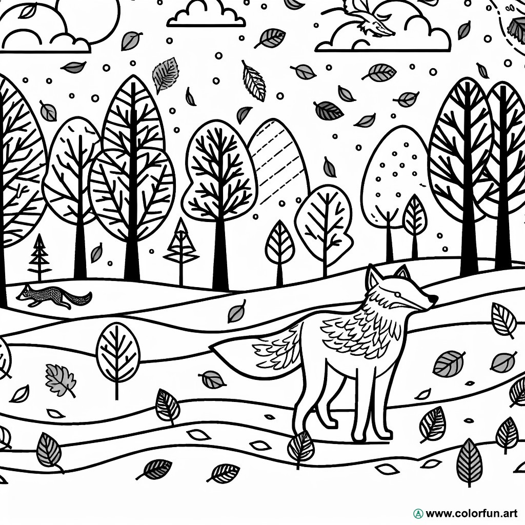 coloring page November wolf