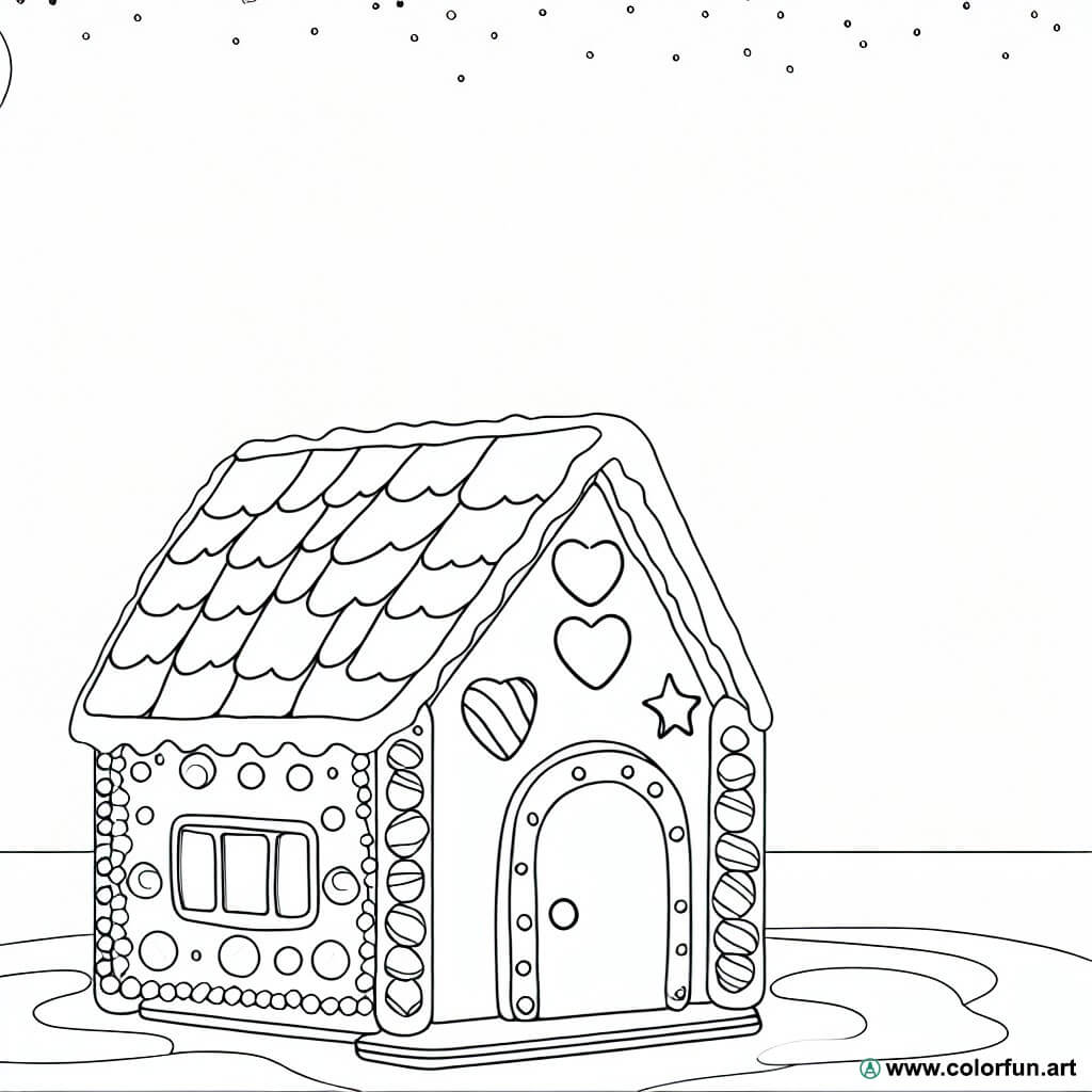 coloring page gingerbread house