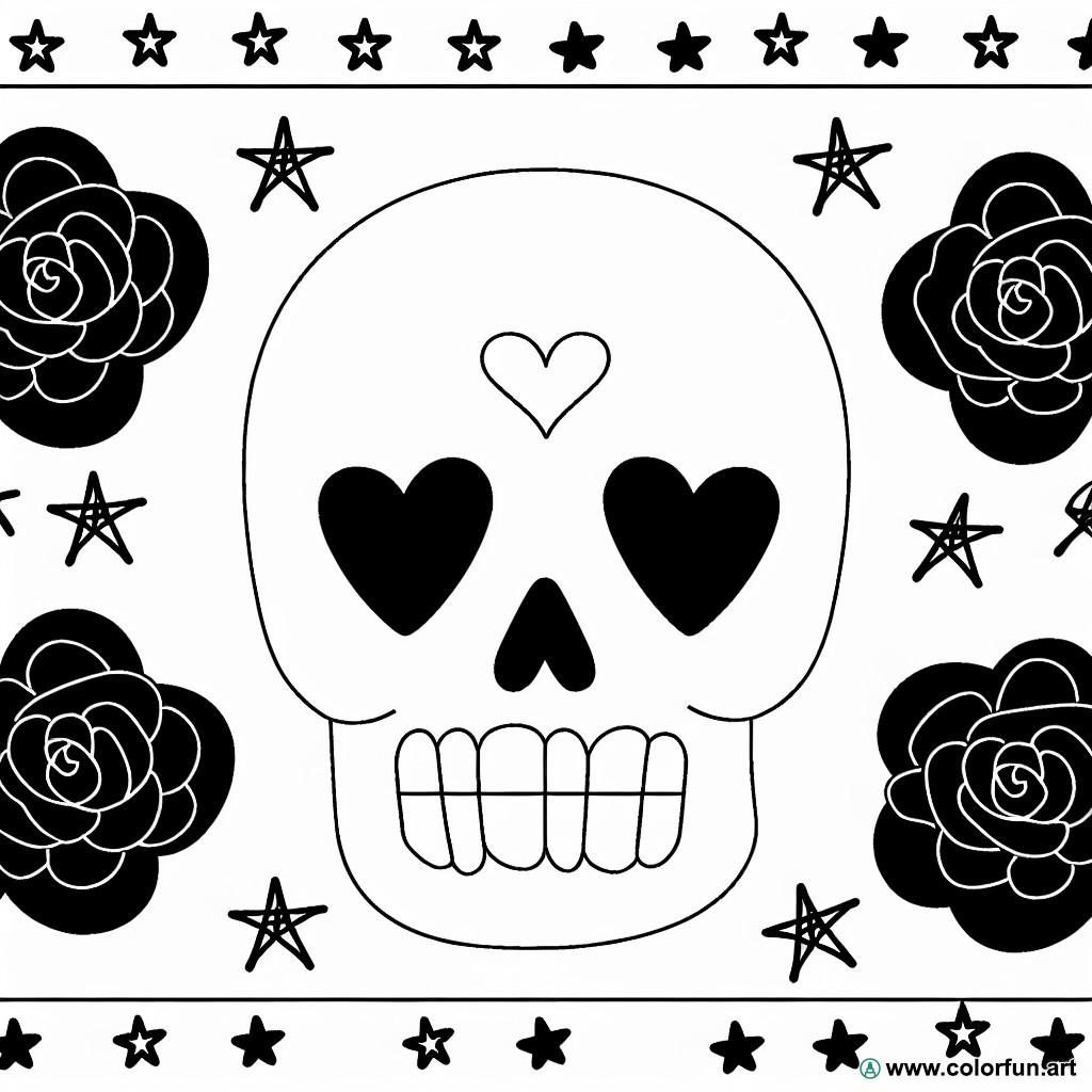 skull coloring page for kids
