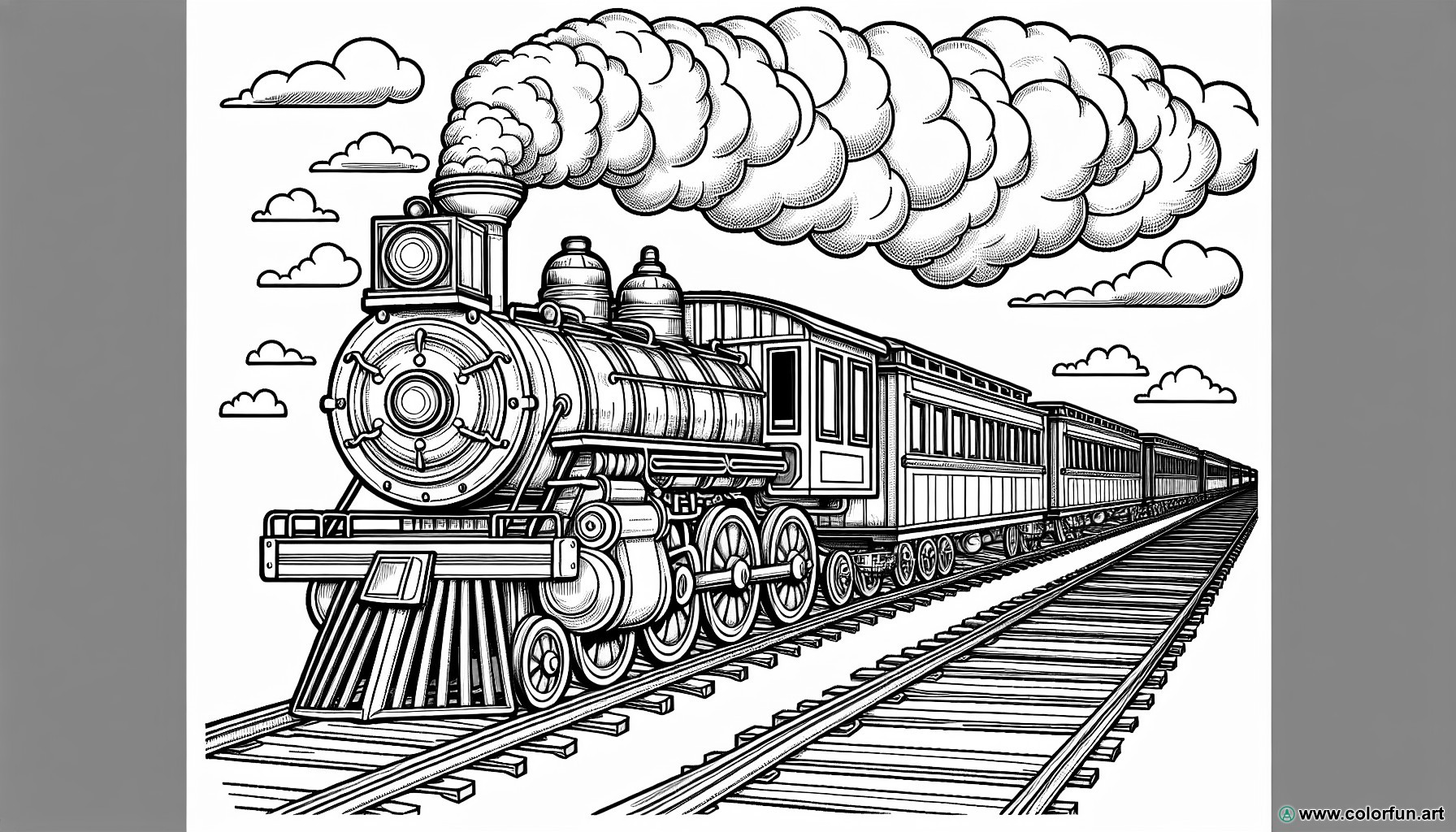 coloring page steam train