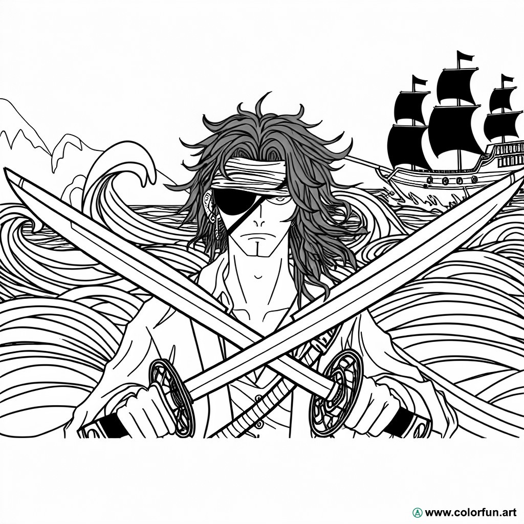 coloring page zoro one piece