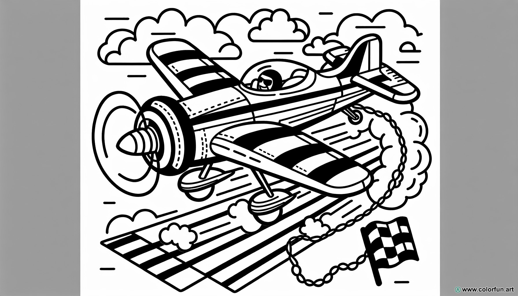 racing airplane coloring page