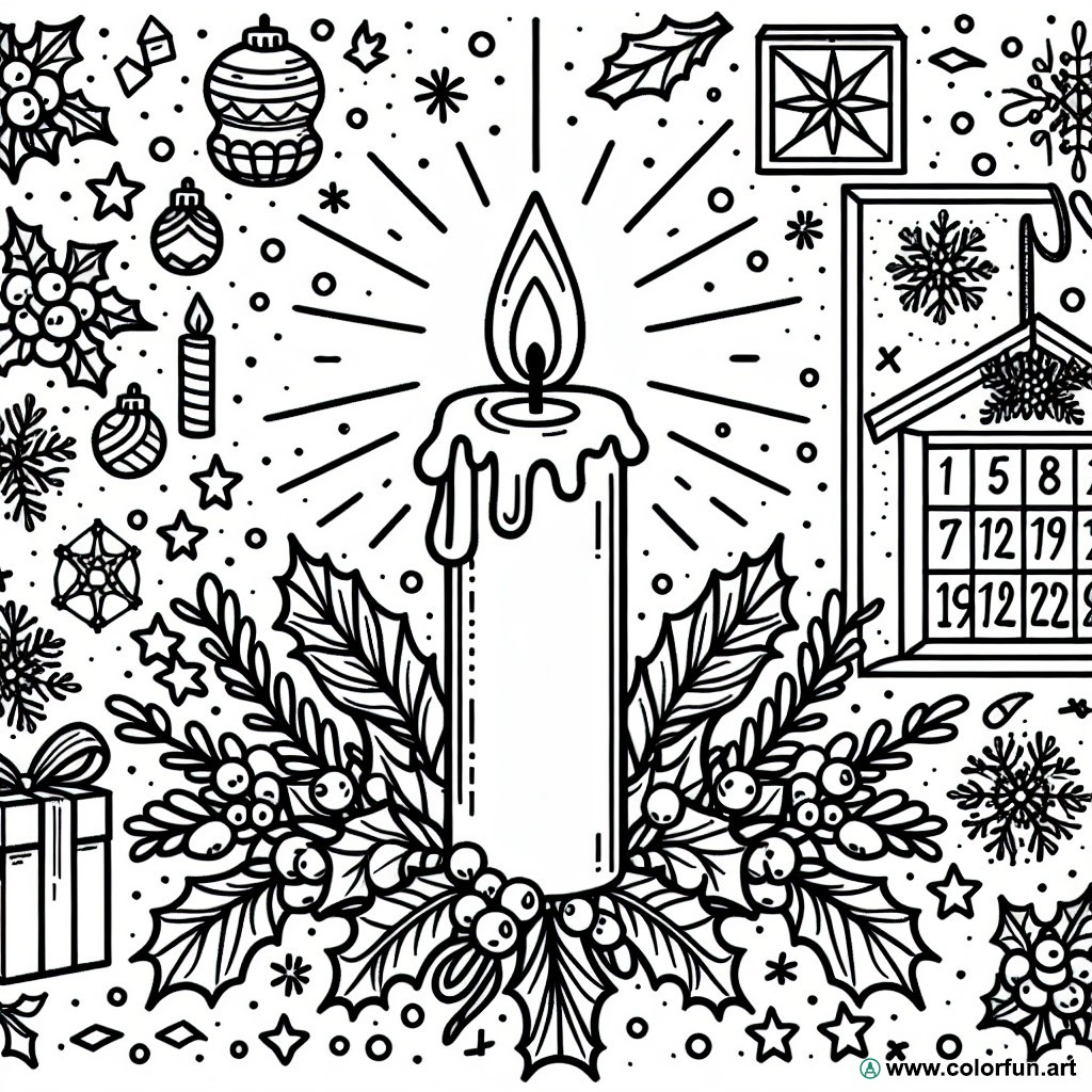 Advent candle coloring page