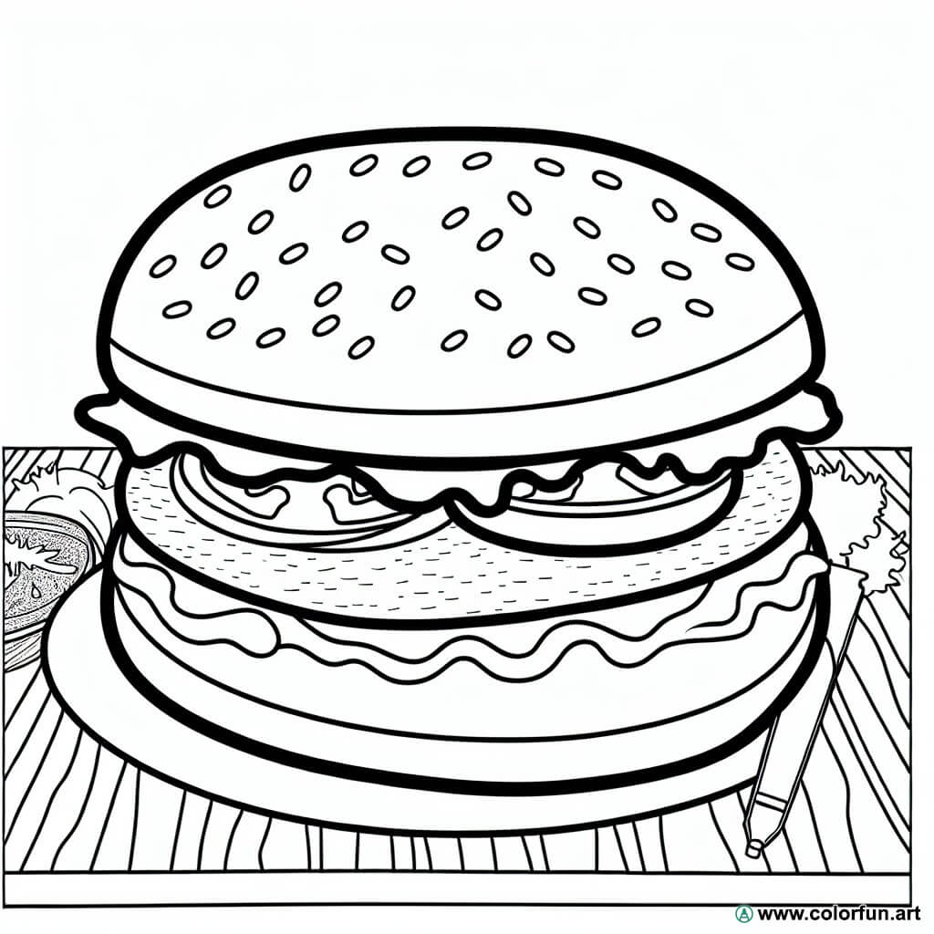 coloring page burger