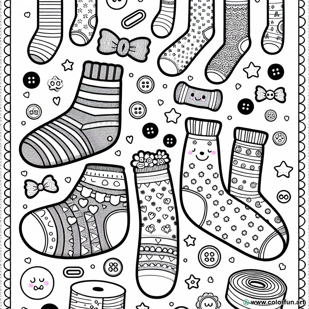 coloring page mismatched socks