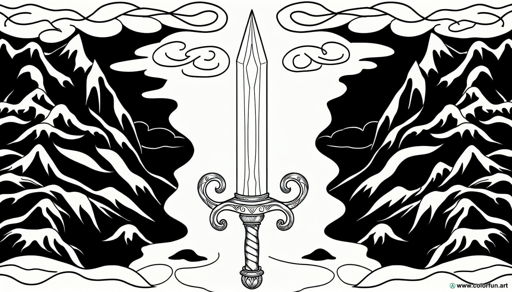 coloring page fantastic sword