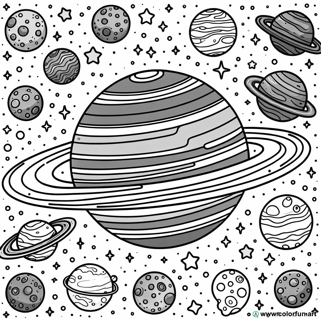 coloring page space planets