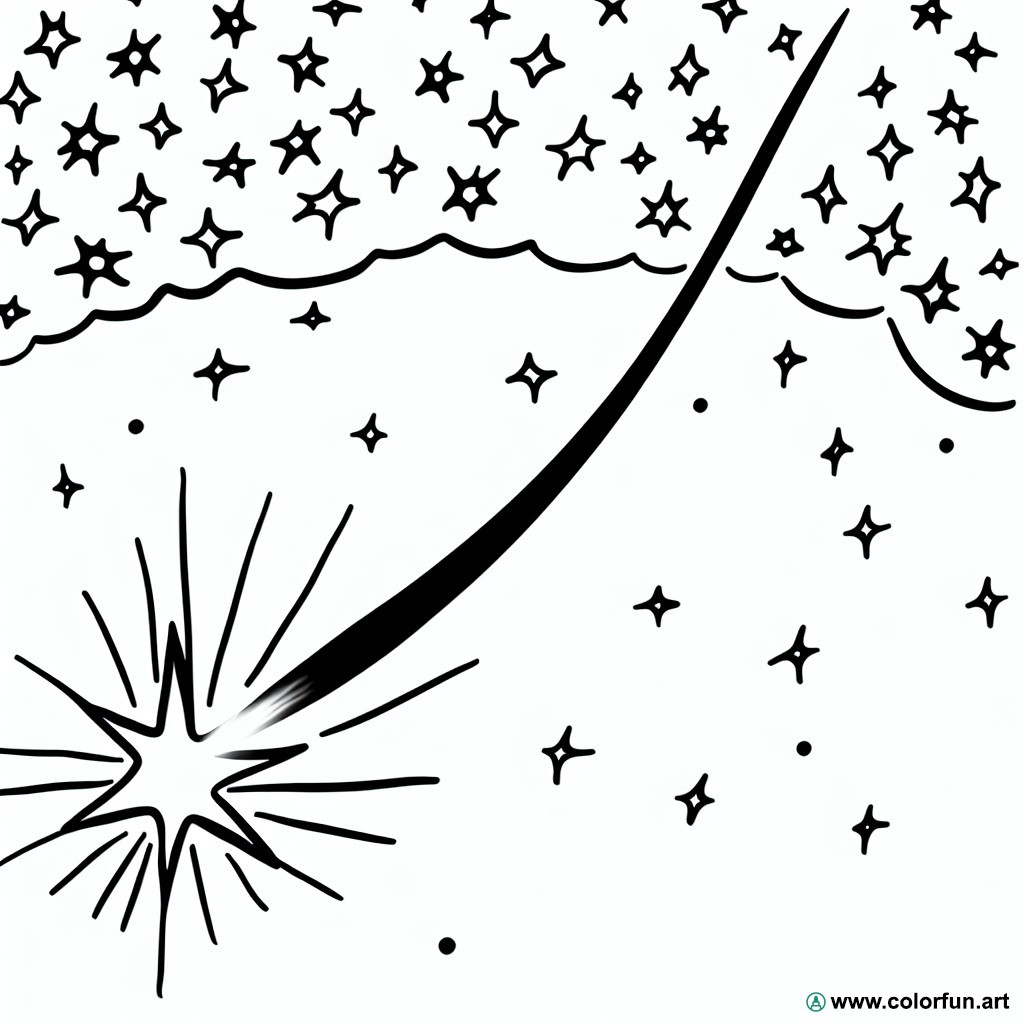 coloring page shooting star galaxy