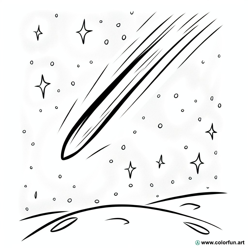 coloring page shooting star night