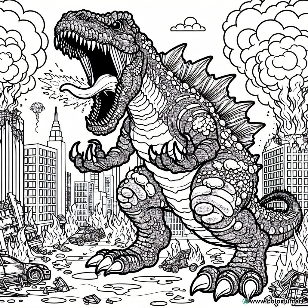 Godzilla monster coloring page