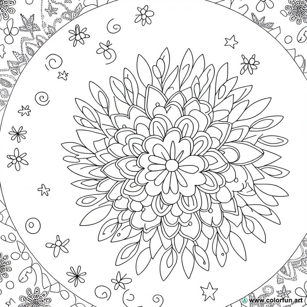coloring page floral mandala