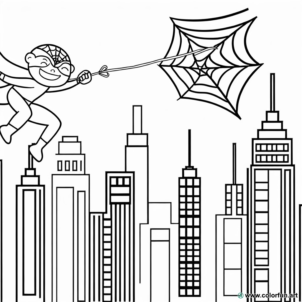 Spiderman action coloring page