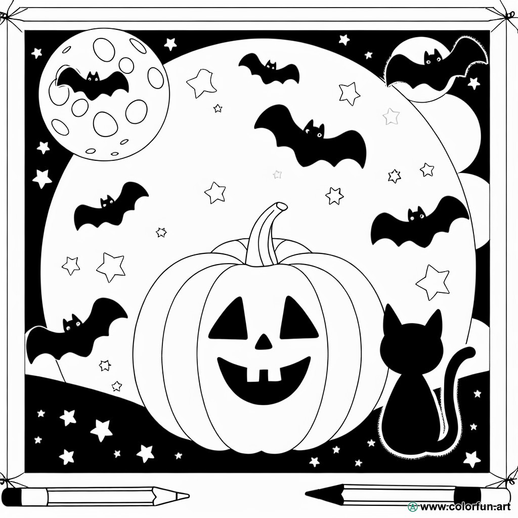 Halloween coloring page for adults easy