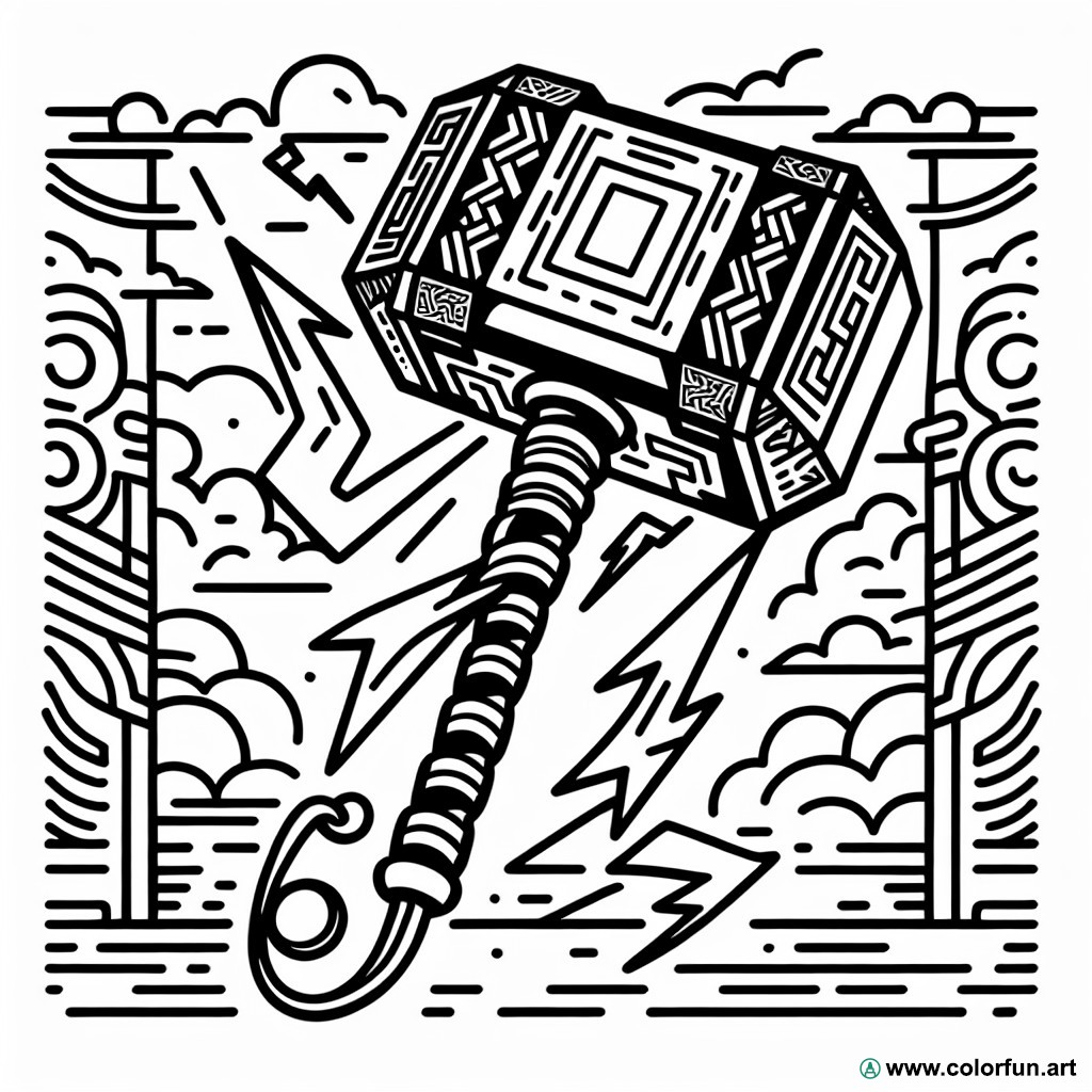 Thor hammer coloring page