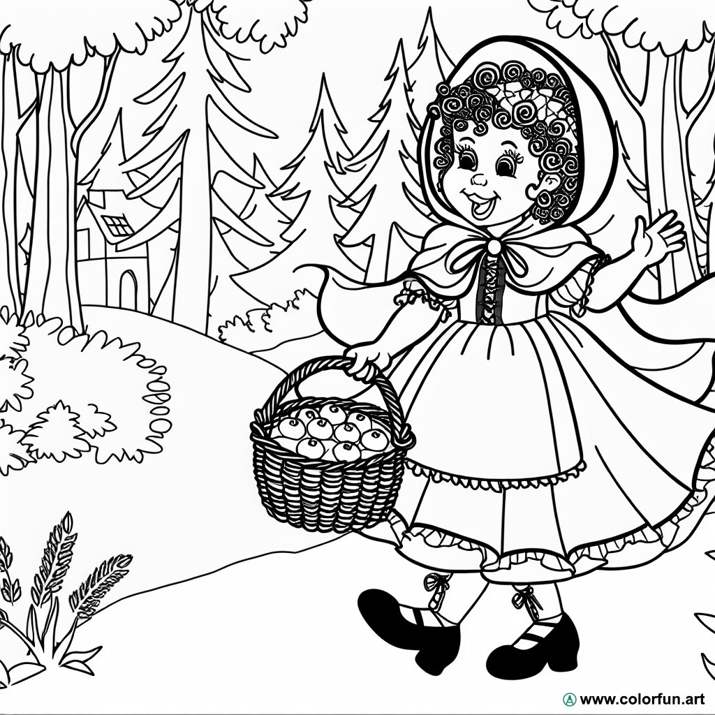 Coloring page little red riding hood costume