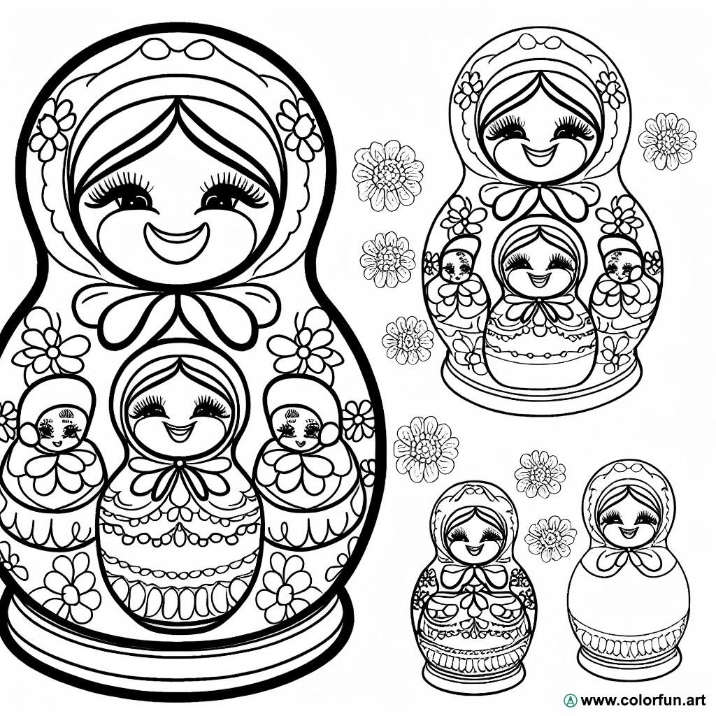 coloring page traditional Russian nesting doll