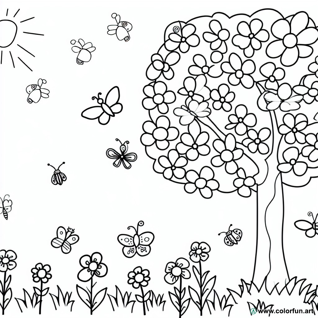Spring adult coloring page