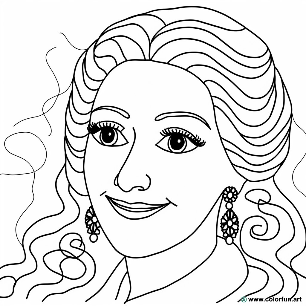 Famous woman face coloring page
