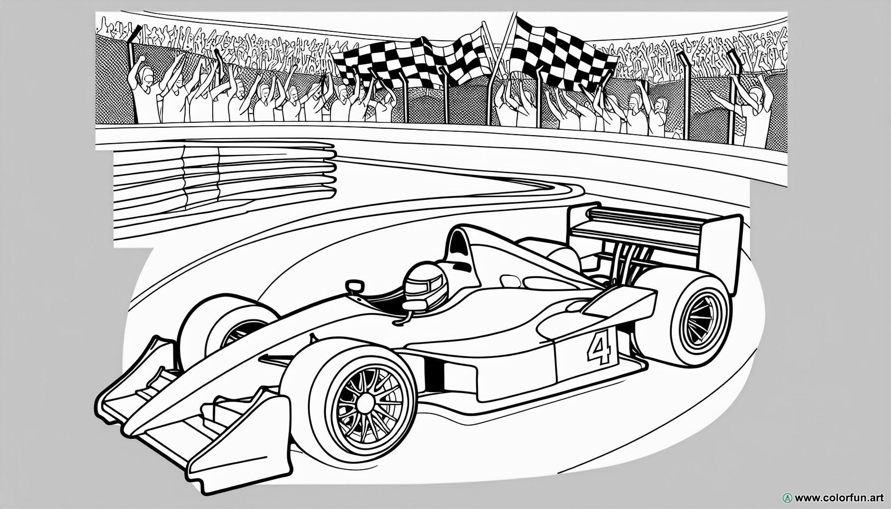 coloring page racing car