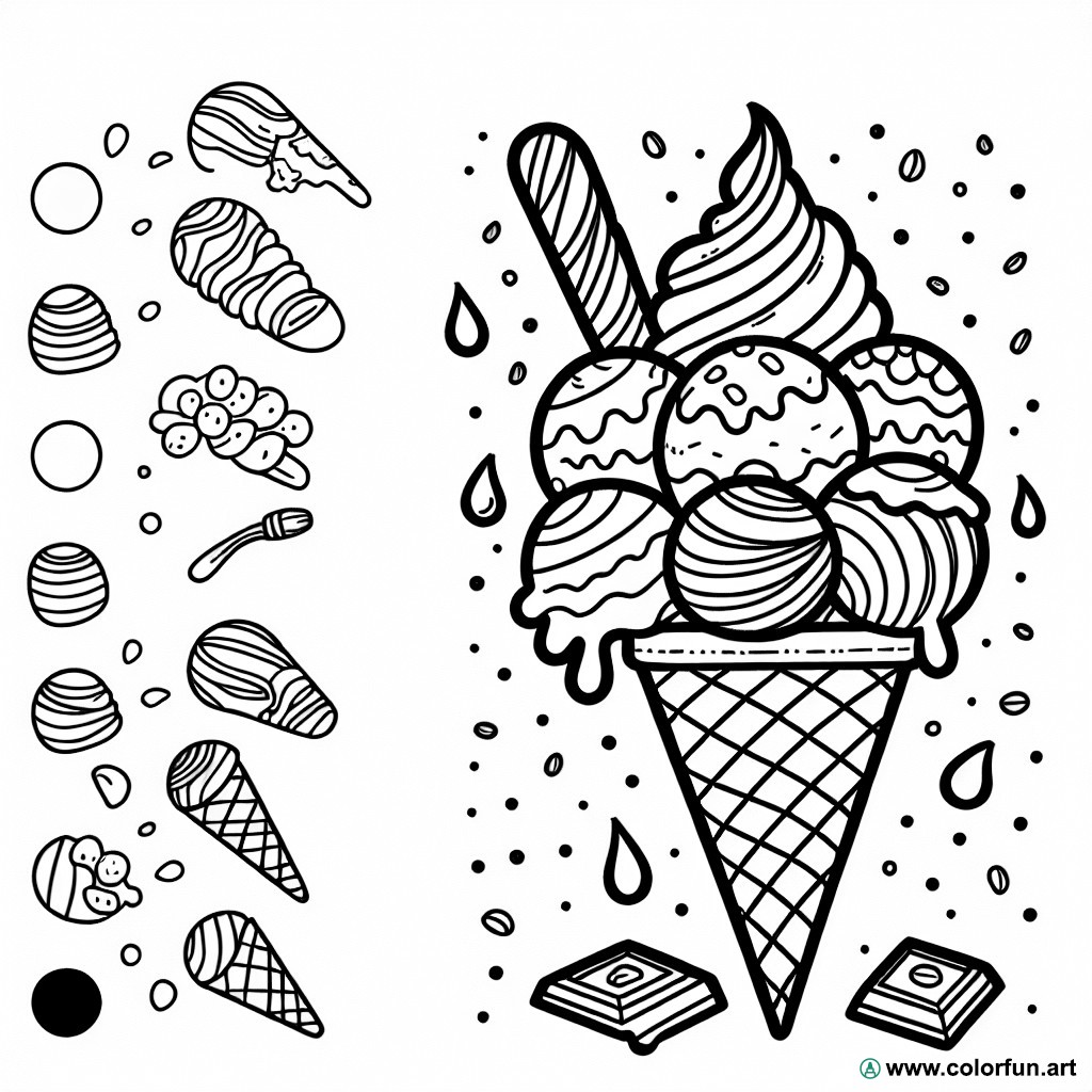 Italian ice cream coloring page