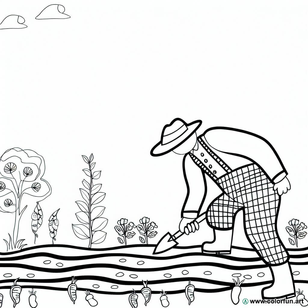 coloring page nature gardener
