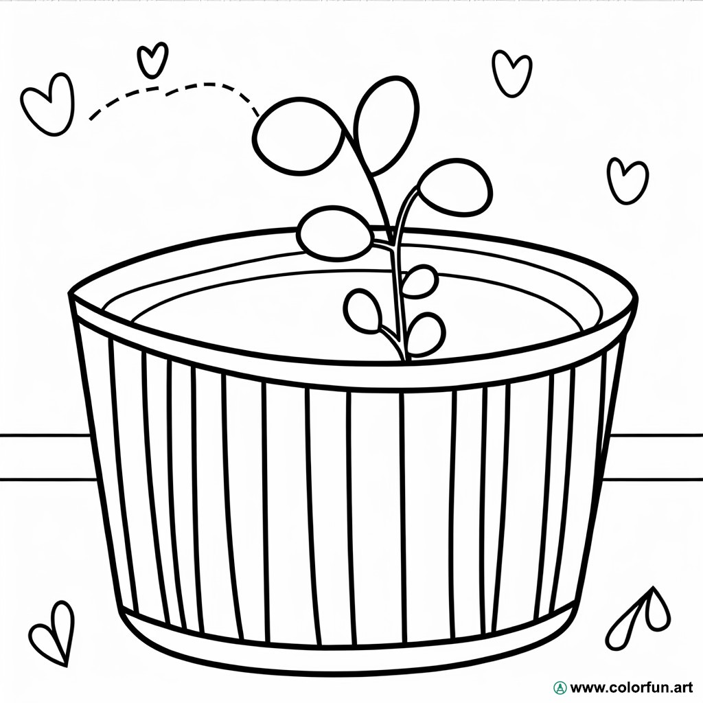 coloring page simple flower pot