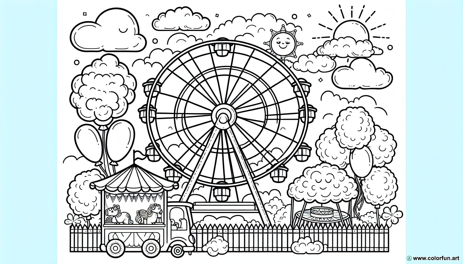coloring page theme fairground