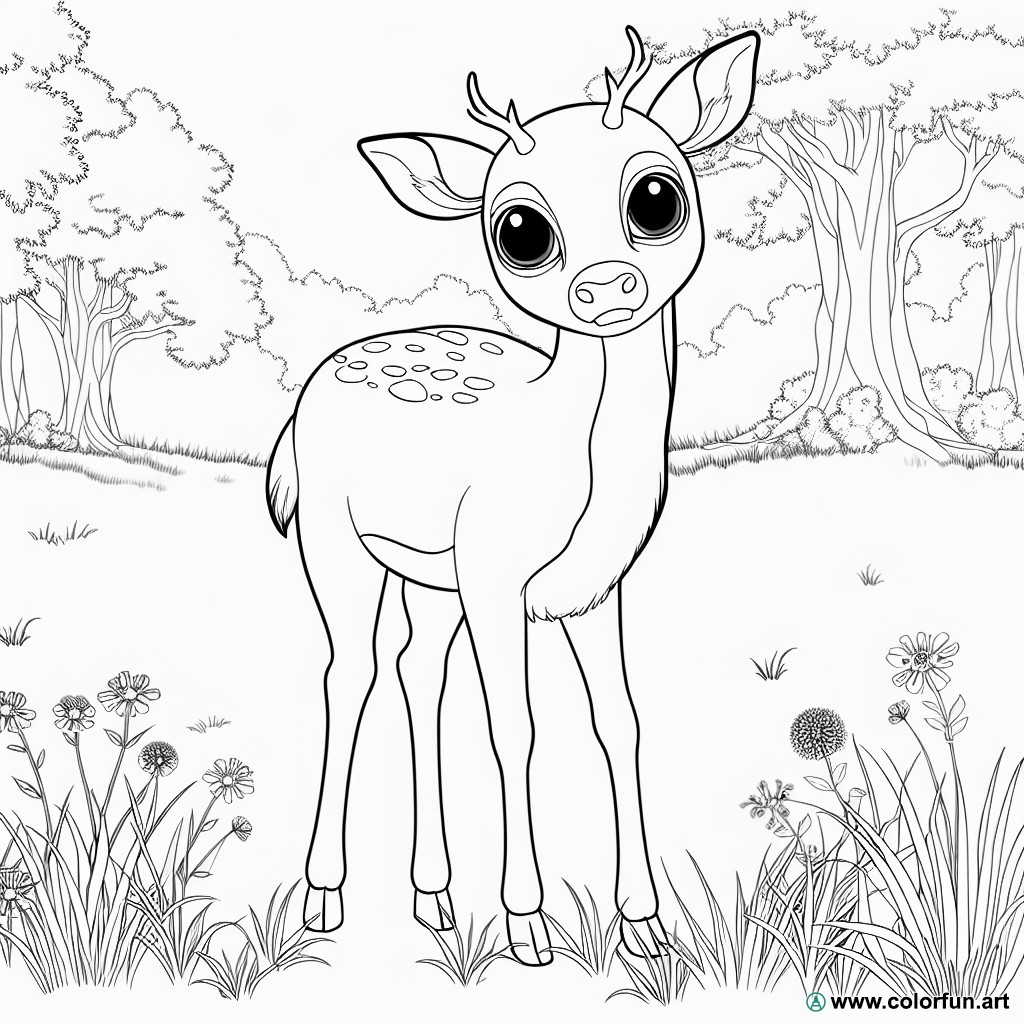 coloring page bambi nature