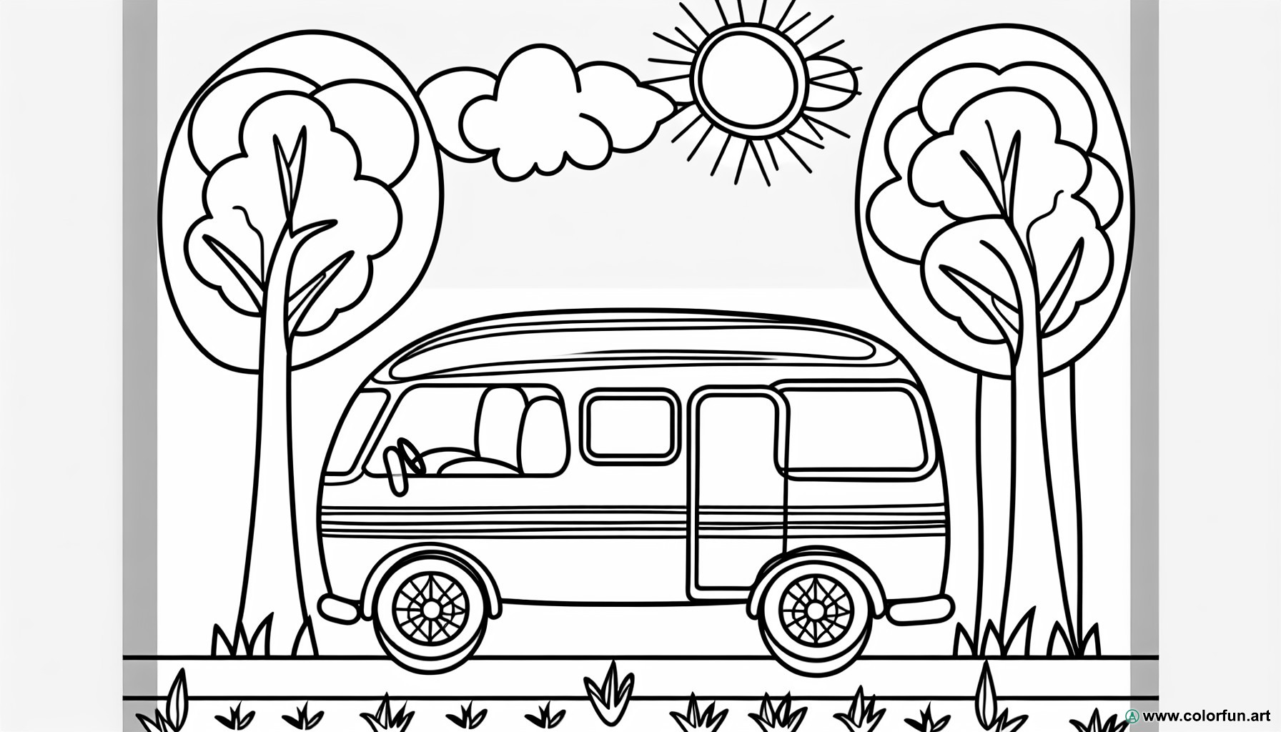 coloring page camper nature