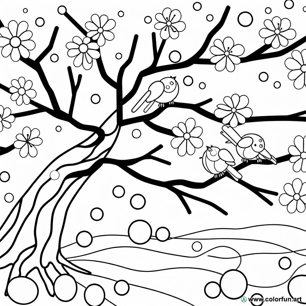 Coloring page cherry blossom